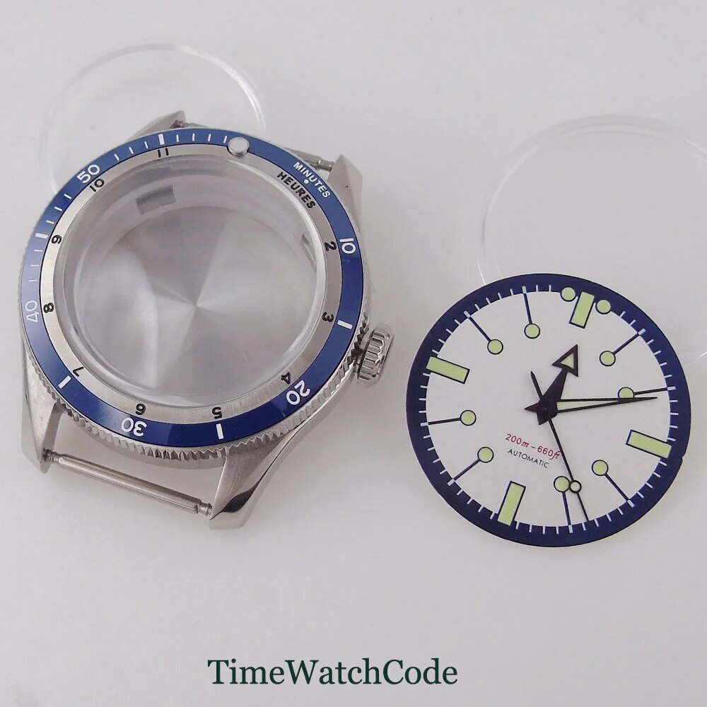 Diving Watch Case for NH35 ETA2824 PT5000 20ATM Double Bow Sapphire Crystal 40mm