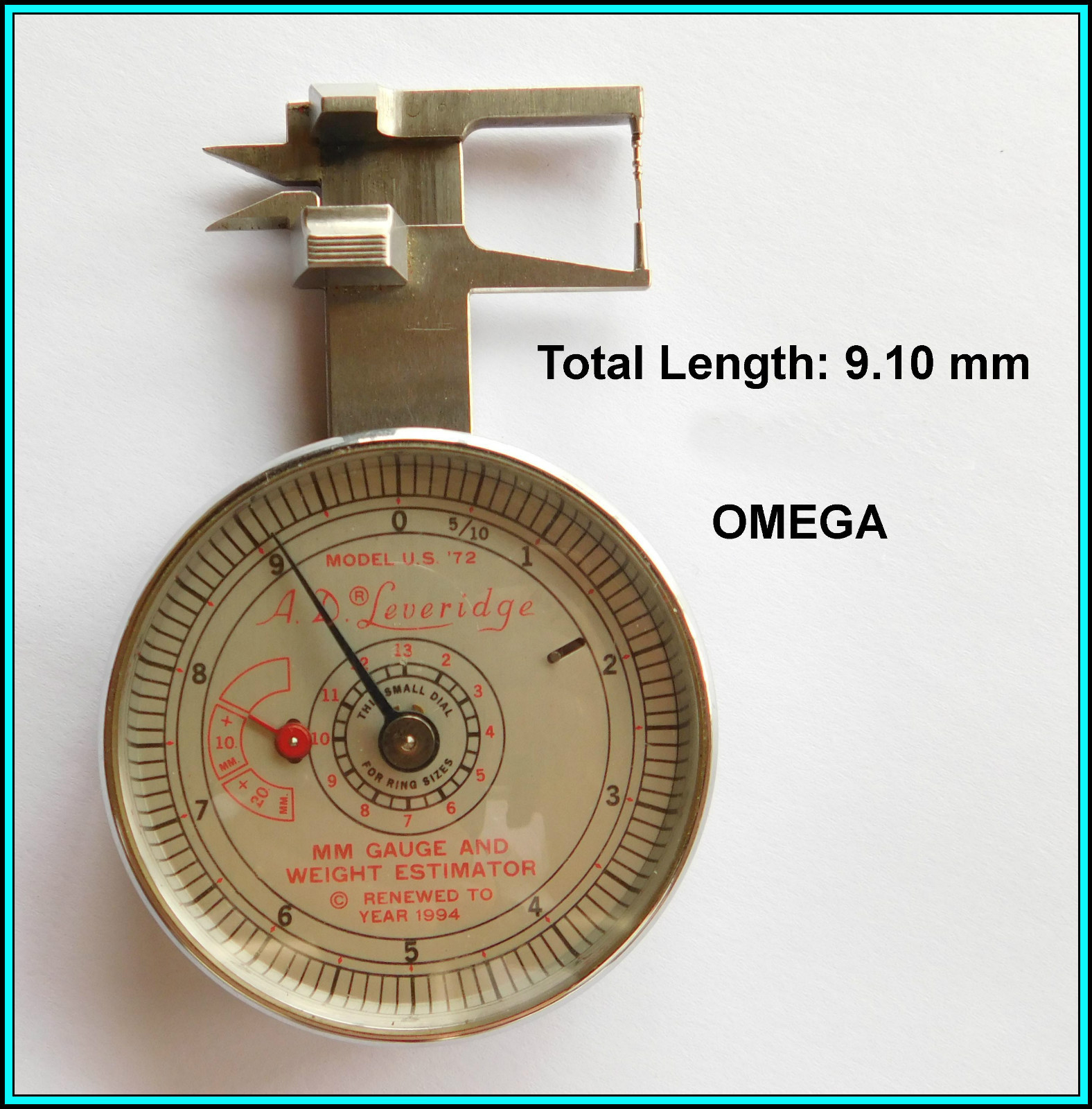 Omega WINDING SPLIT MALE STEM Watch Movement Part – Length 9.20mm – N.O.S.