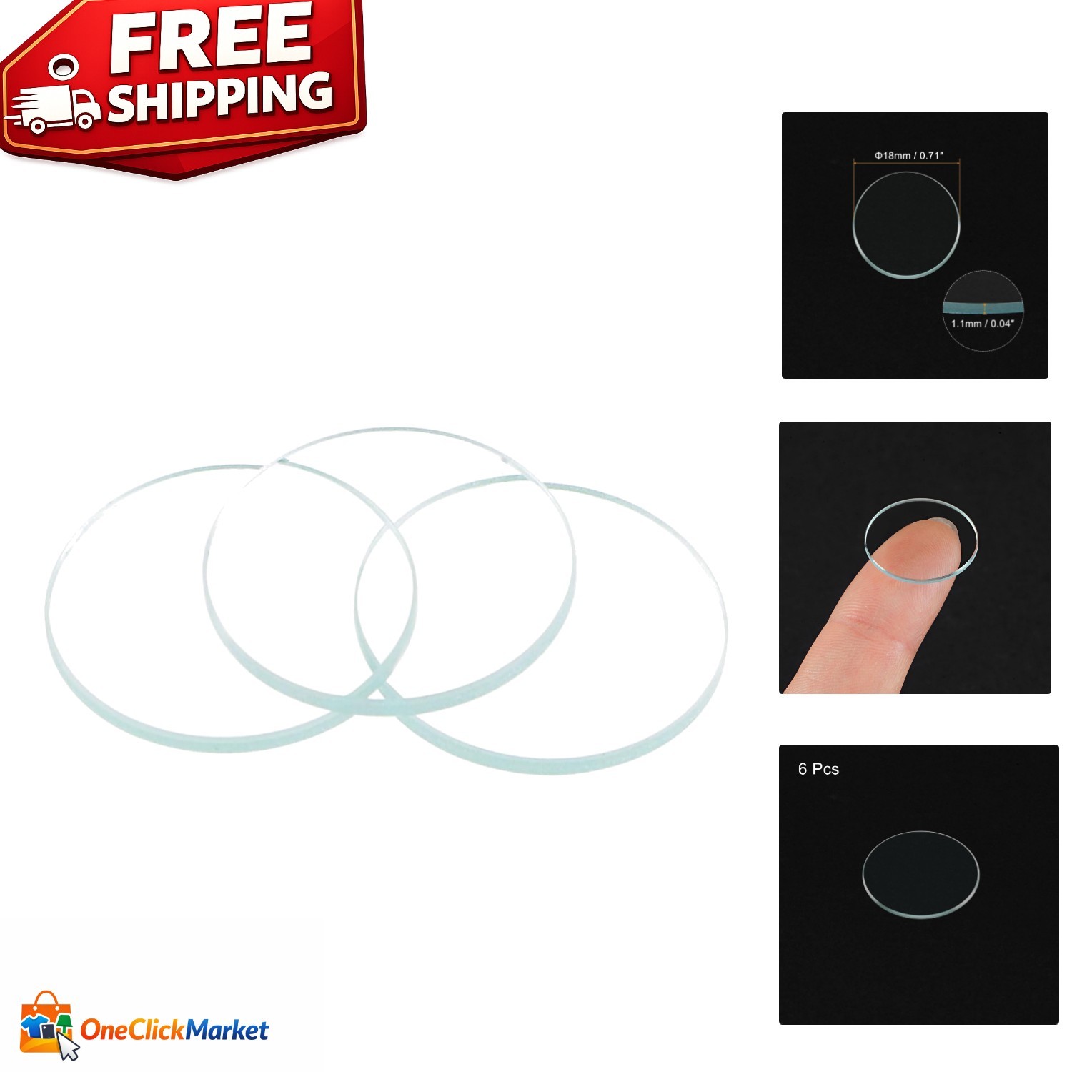 6-Pack 18mm Optical Glass Watch Crystal Lenses – Easy DIY Replacement