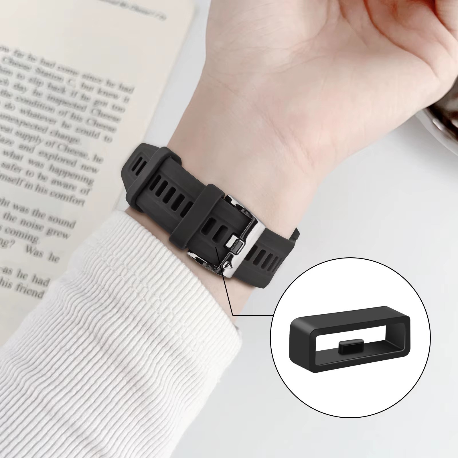 Keeper 20/22mm hoop watch Band Buckle Strap Loop Rubber Holder Silicone UK