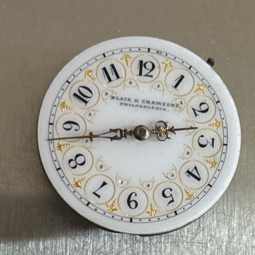 Antique Blair & Crawford Philadelphia Pocket Watch Movement Fancy face & Crystal