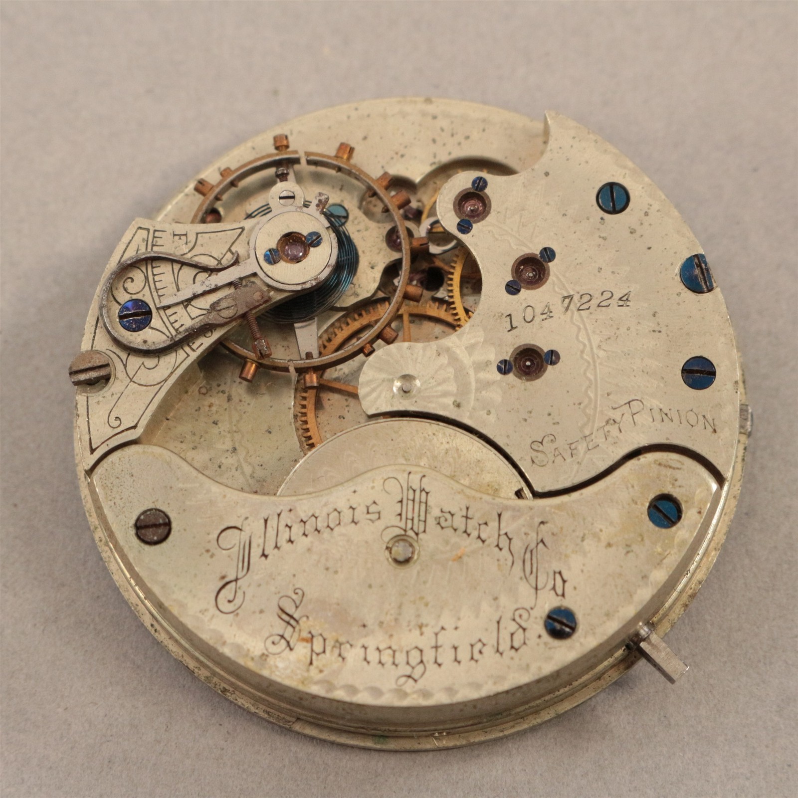 Illinois 16 Size 15 Jewel Pocket Watch Movement – Lever Set – Masonic – RC2338