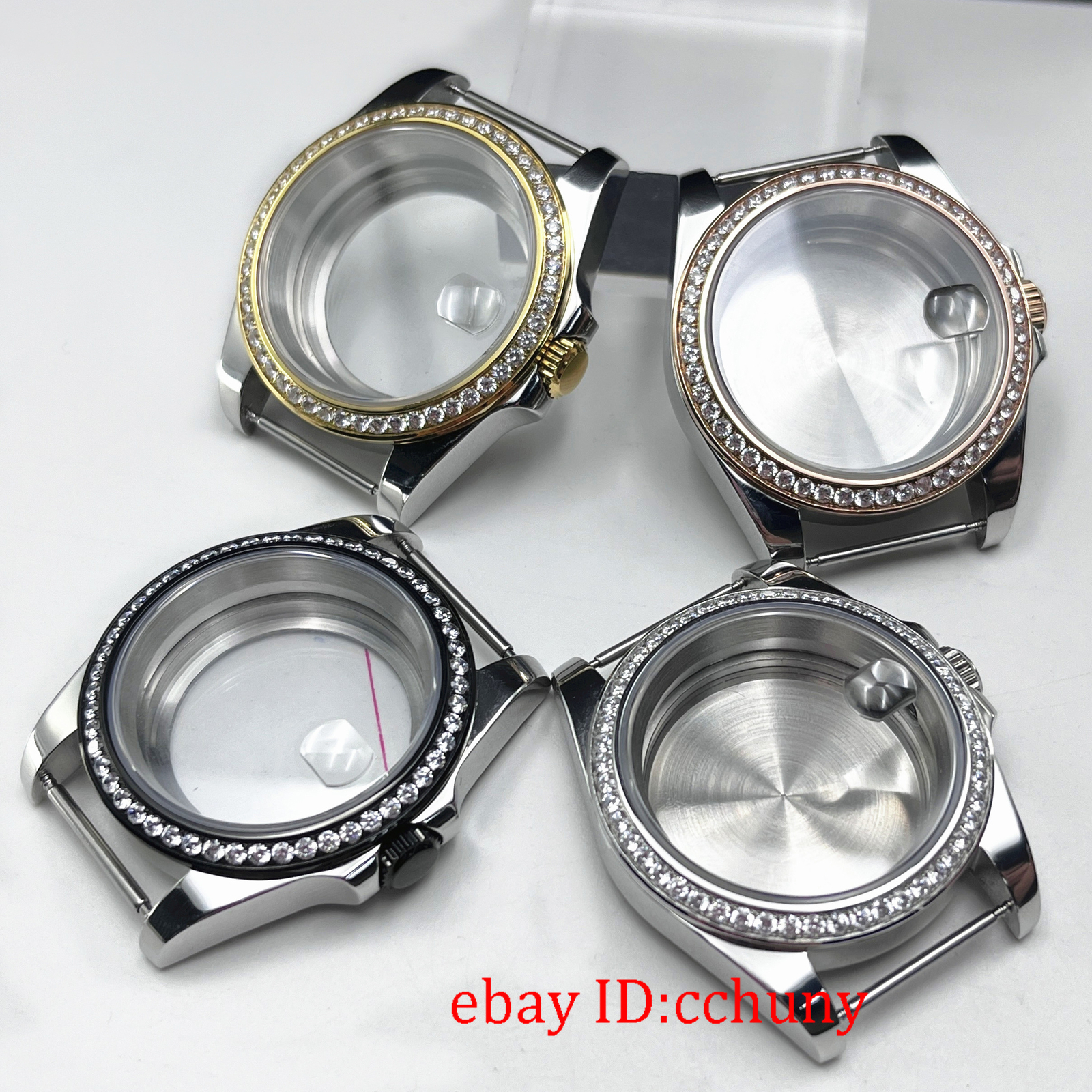 36mm silver/black/gold watch case sapphire fit NH35 NH36 ETA2824 PT5000