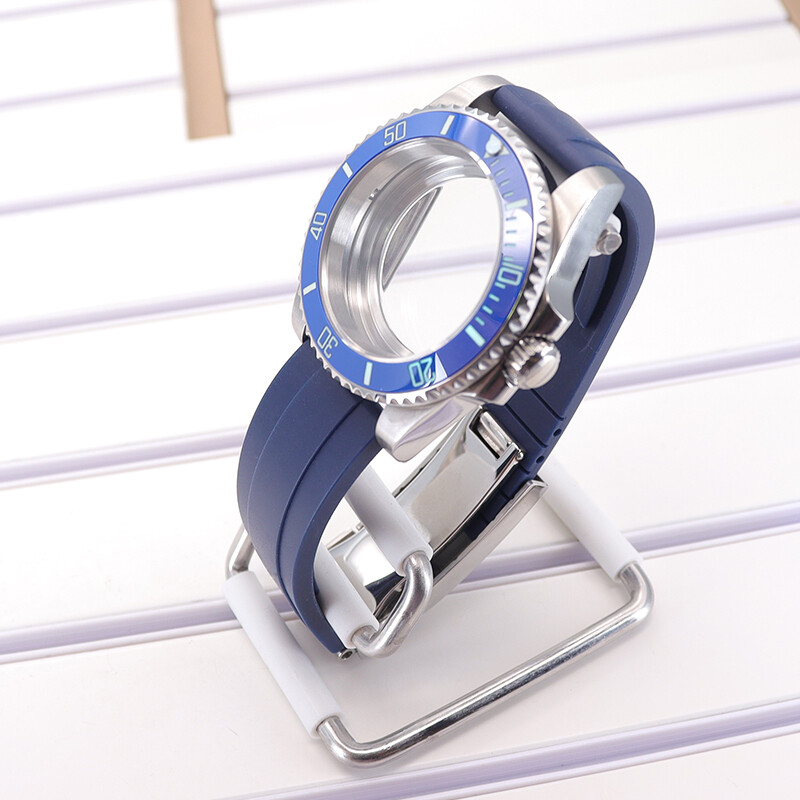 Diver 40mm Watch Case Rubber Strap C3 Luminous Bezel For Seiko Nh35 NH34 ETA2824