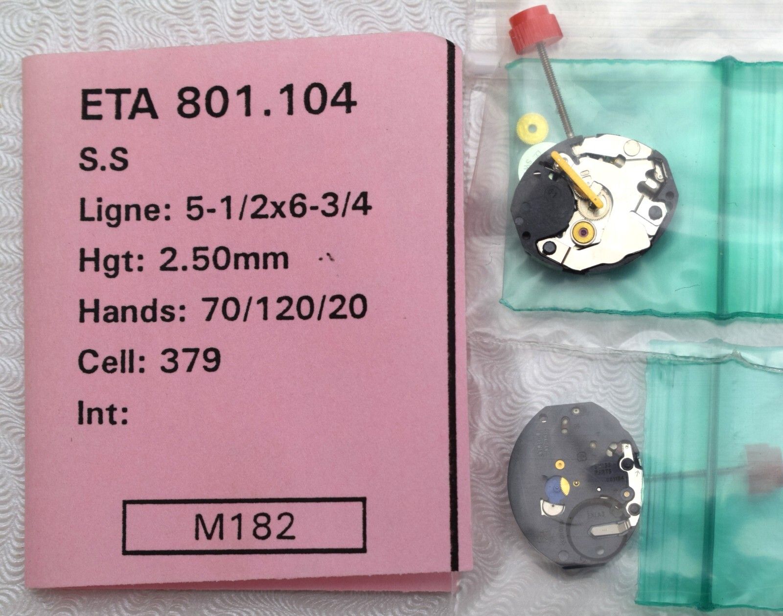 ETA 801.104 ~ New Swiss Quartz Movement ~ 5-1/2 x 6-3/4 Ligne ~ 70/120/20