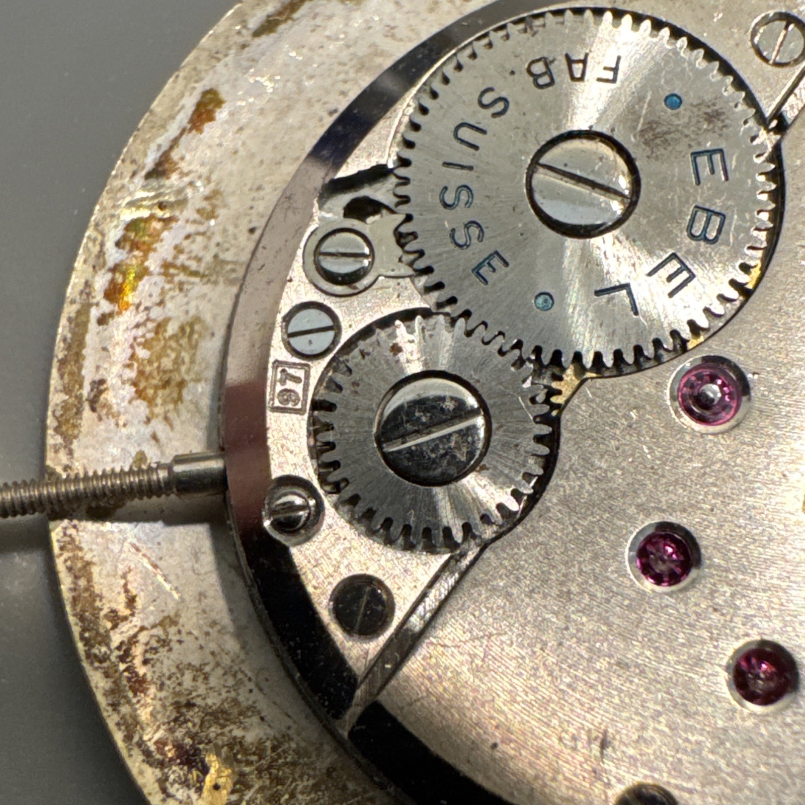 Works! Vintage Ebel Fab Suisse Men’s Wind Up Watch Movement Dial Face Hands