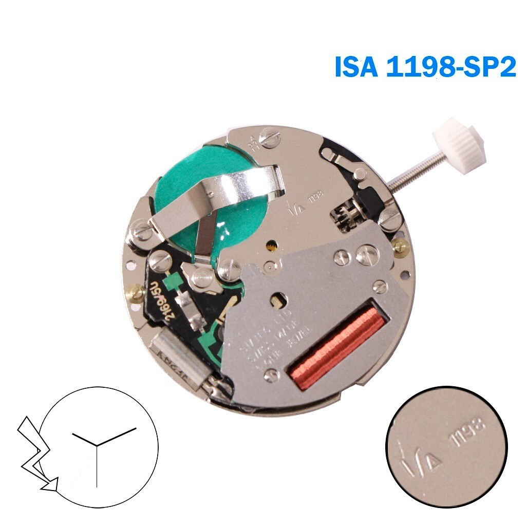 ISA Swiss Movement 1198 SP2 , Quartz Movement, 3 Hands, Without Disk.