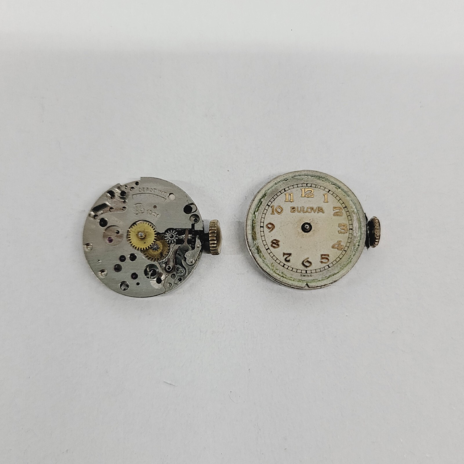 2 Vintage Bulova 7AM 17J Swiss Watch Movements Parts, Repair Restore