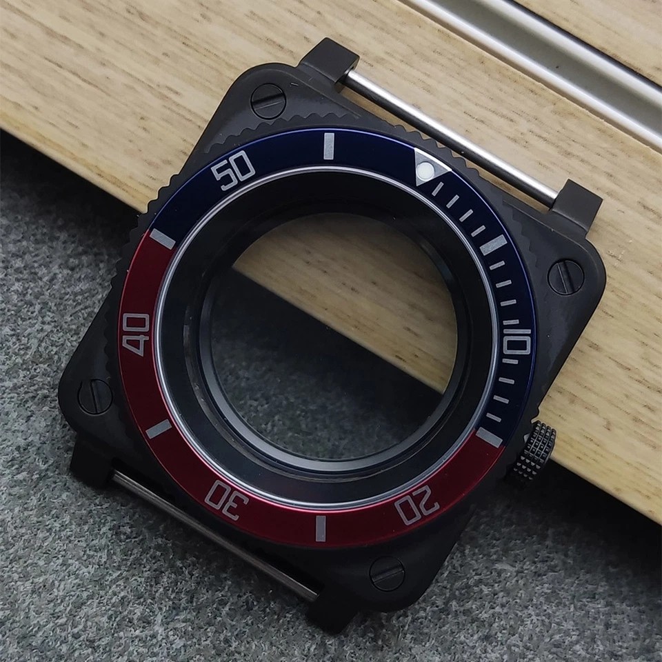 42mm Stainless Steel Square Watch Case Sapphire Glass For NH35/NH36 Movement