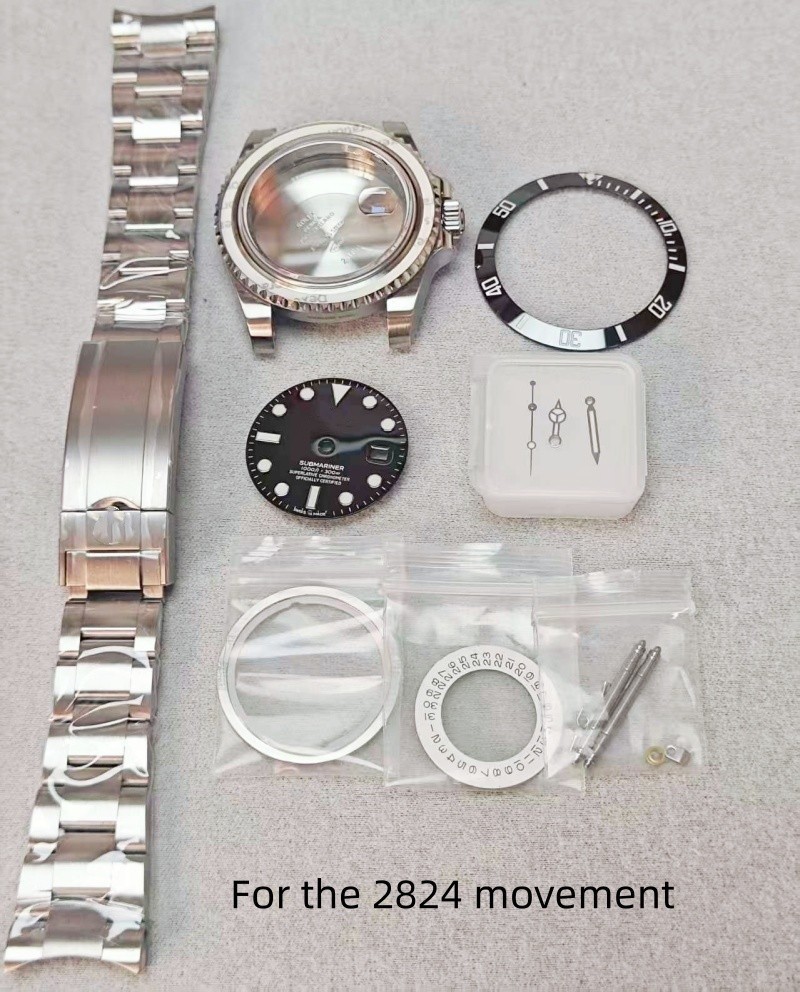 DIY 40mm Stainless steel Watch case kit For 2824 DIY