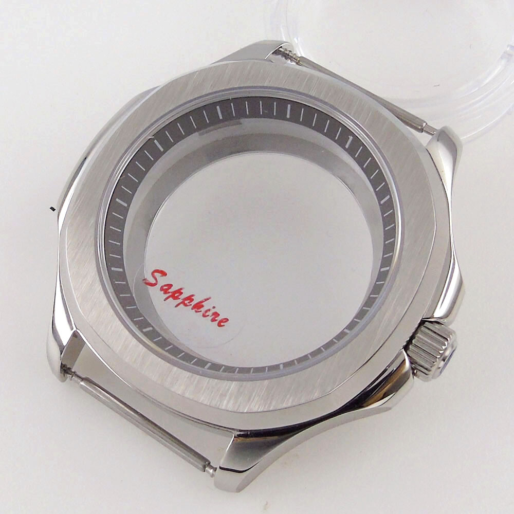 40mm Stainless Steel Brushed Watch Case Fit Japan NH34 NH35 NH36 Sapphire Glass
