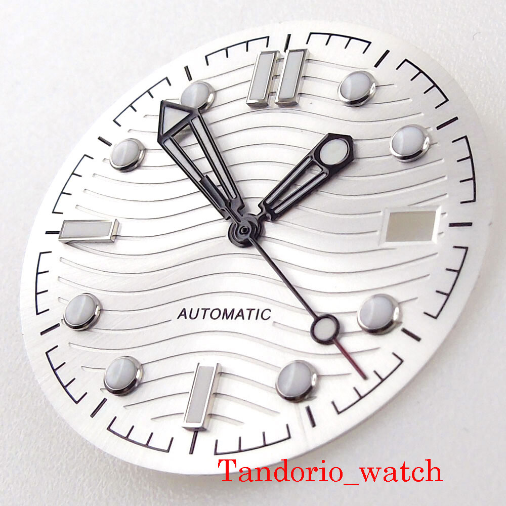 Bliger 31mm White Dial Hands Set Parts For 24 Jewels NH35 Movement Top Quality