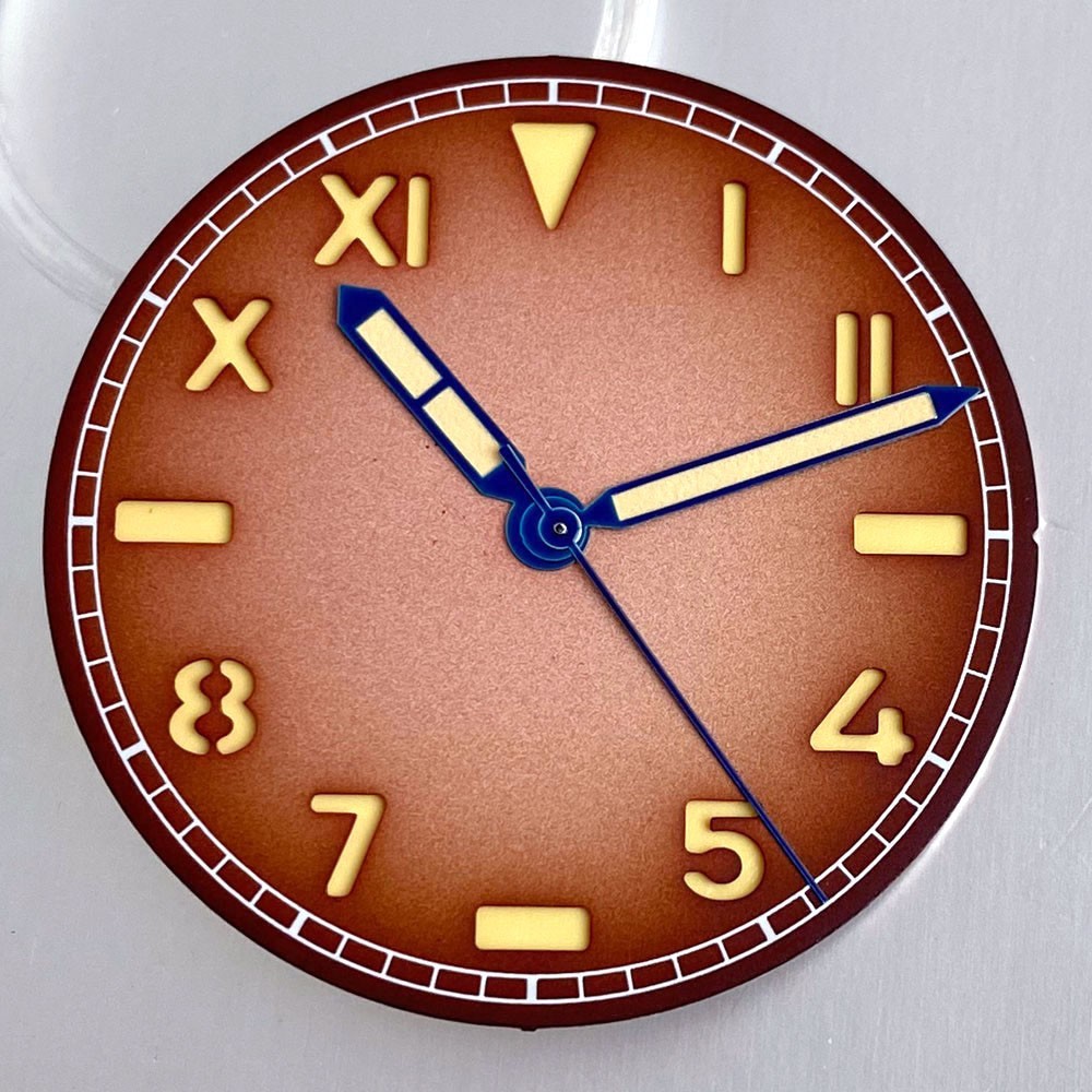 35mm California Black Coffee Watch Dial Roman Numeral fit NH35 NH36 Miyota 8215