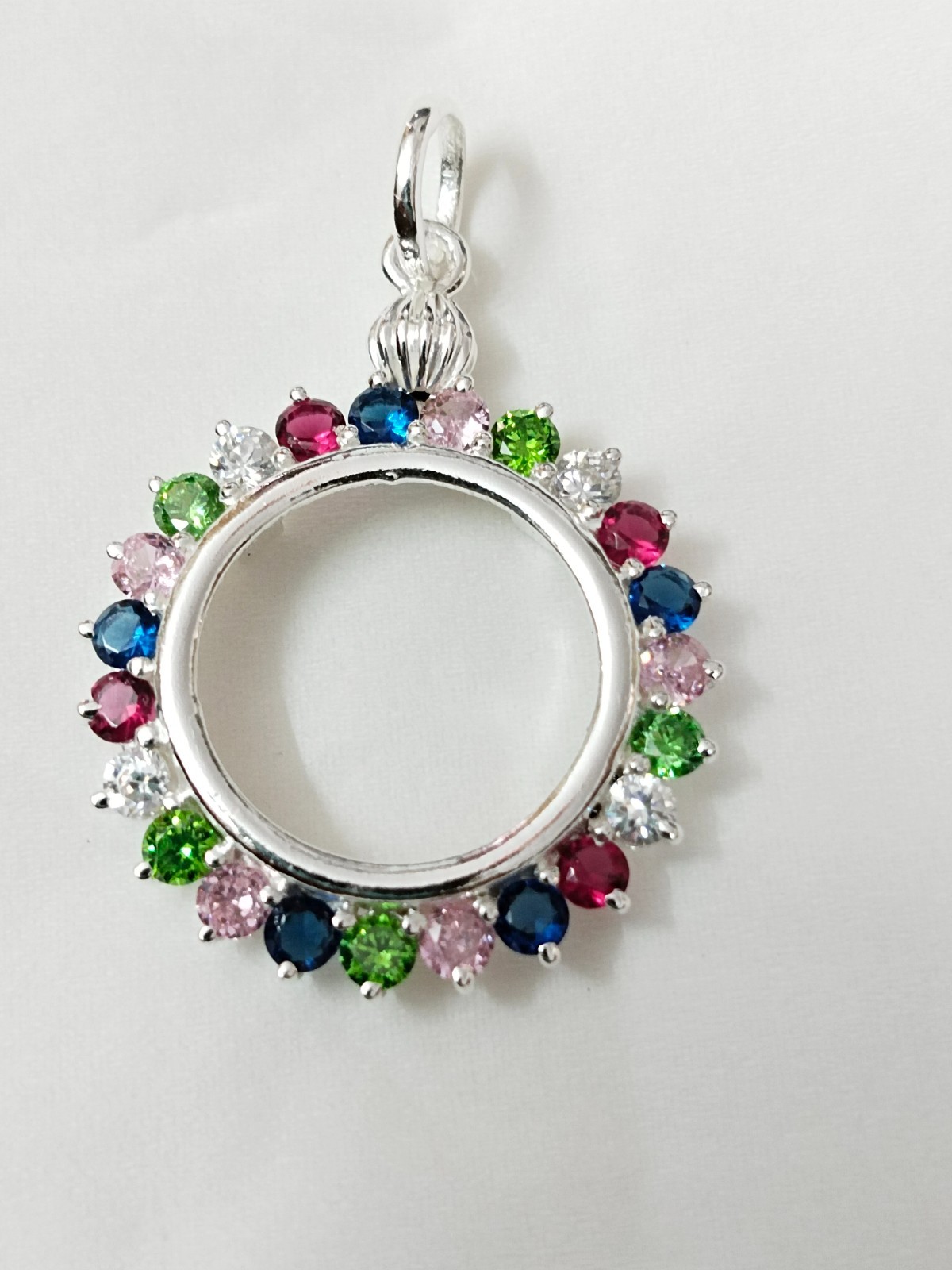 925 Sterling Silver Round CZ Bezel Pendant Handmade Blank Bezel
