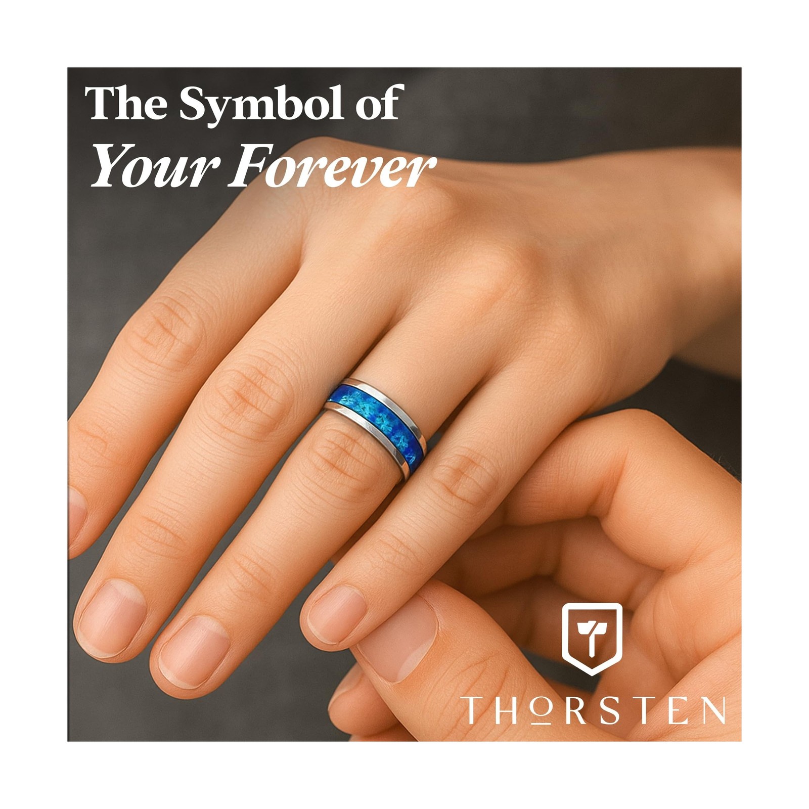 QUASAR Tungsten Wedding Band with Blue Green Opal Inlay – 4mm – 10mm 5.5