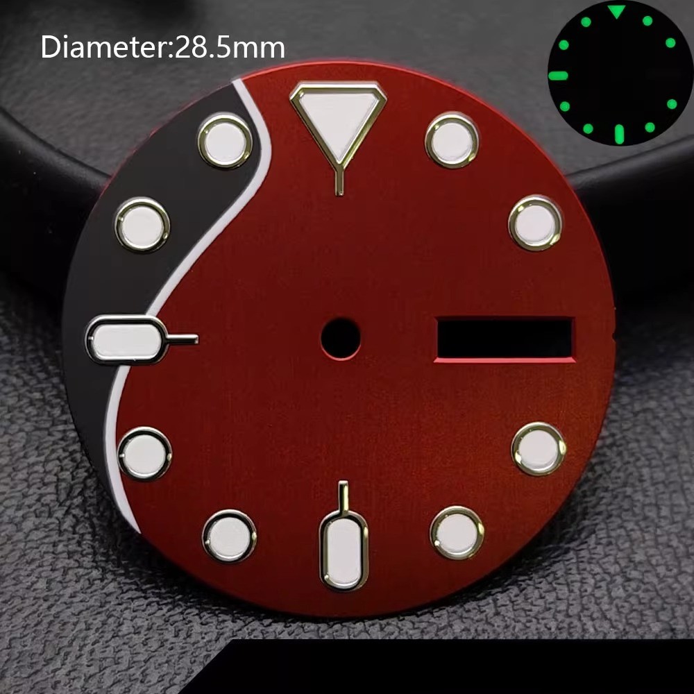 NH36 Dial 28.5mm Orange Black Green Luminous Fits NH36 Movement Watch Parts