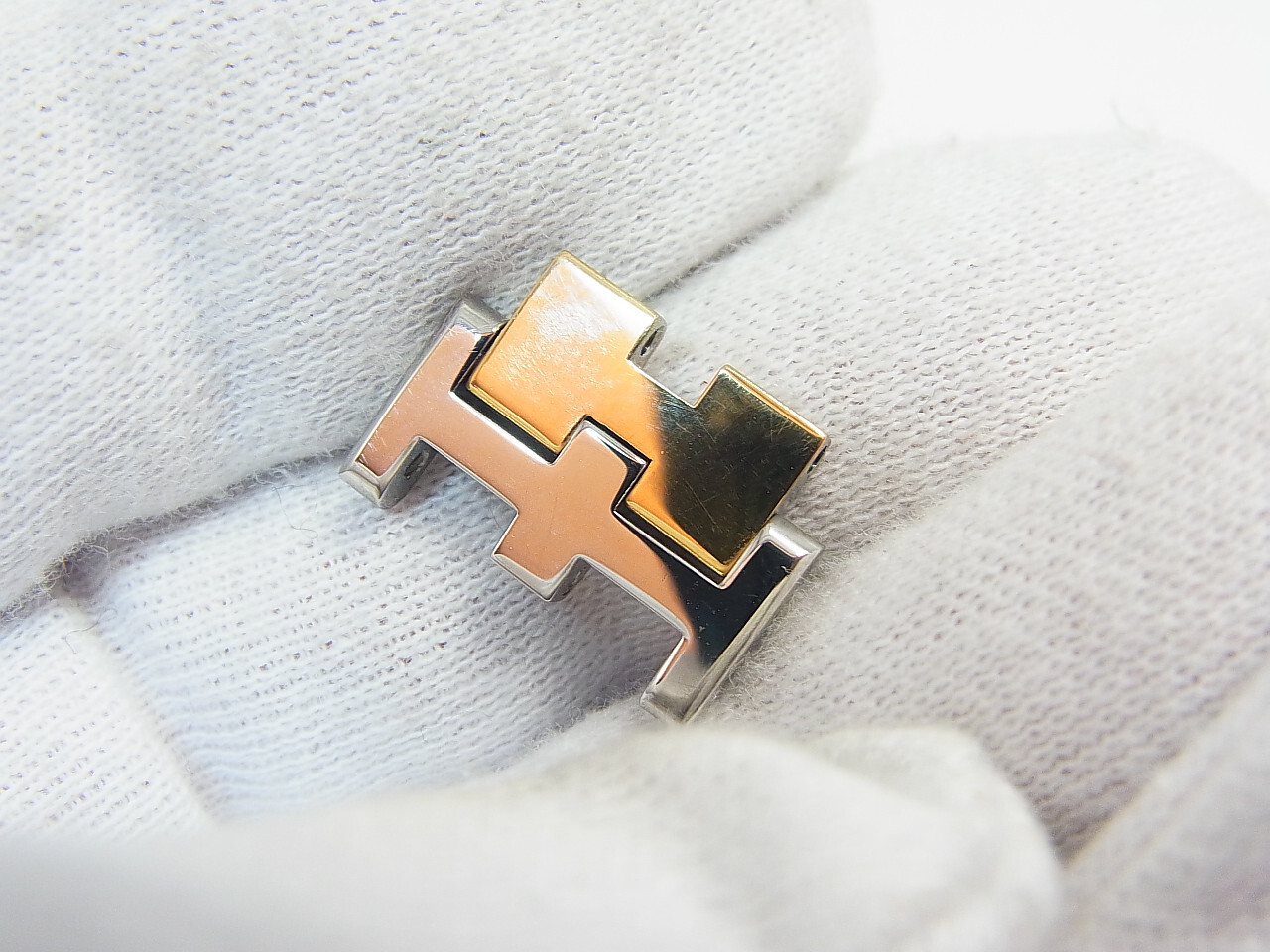 HERMES Carrick Watch Band Bracelet Genuine 17mm Link Gold Plated x St.Stell EX