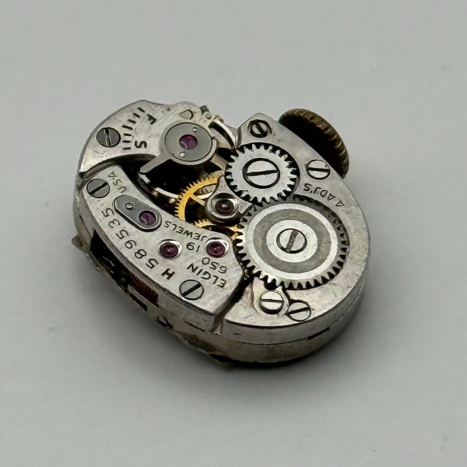 Lady Elgin 650 Watch Movement 19 Jewels U.S.A. Manual Wind Parts Repair 12.7mm