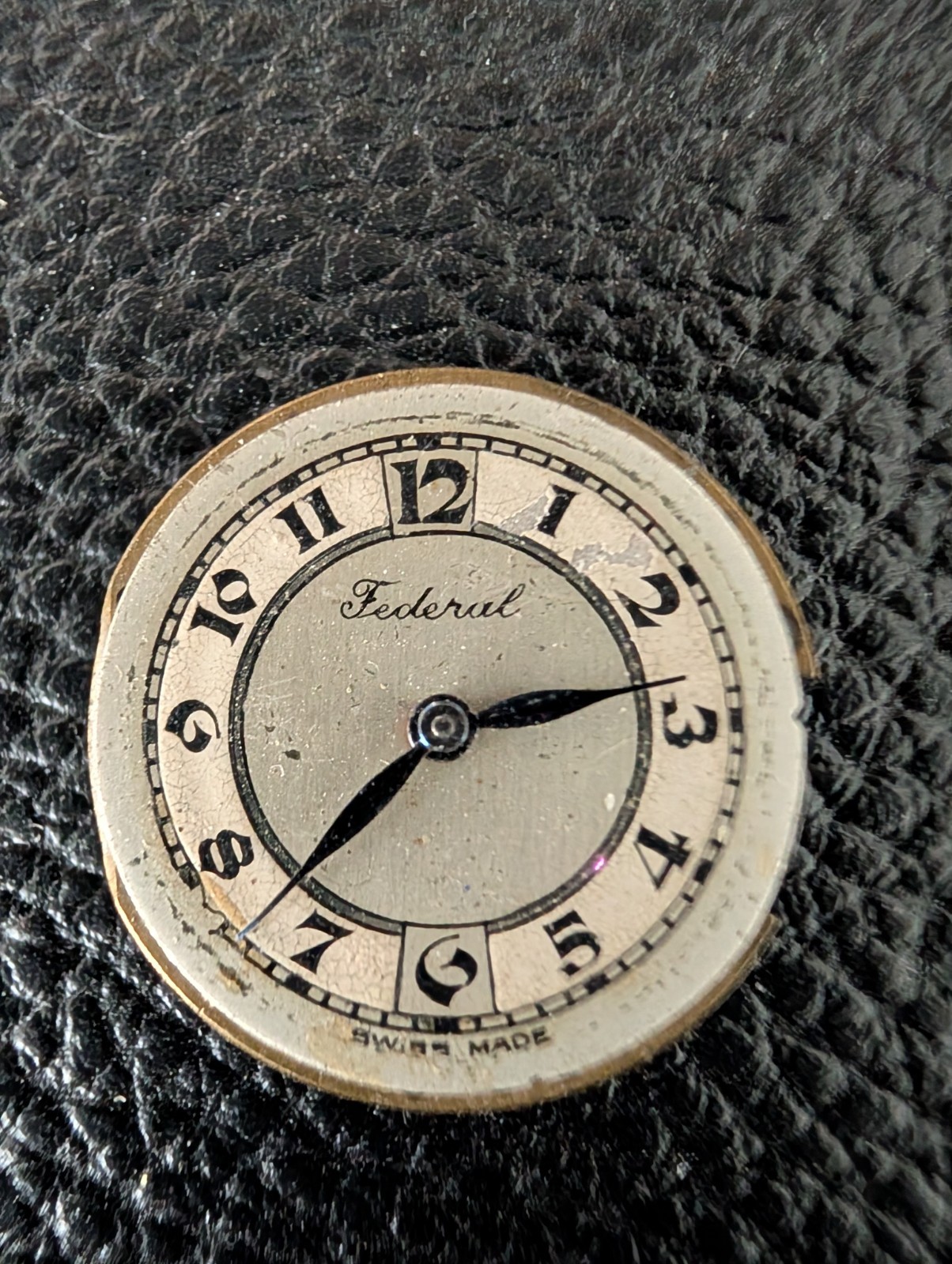 Vintage Federal 15 Jewels Swiss Art Deco Watch Movement 19mm Dial For Parts