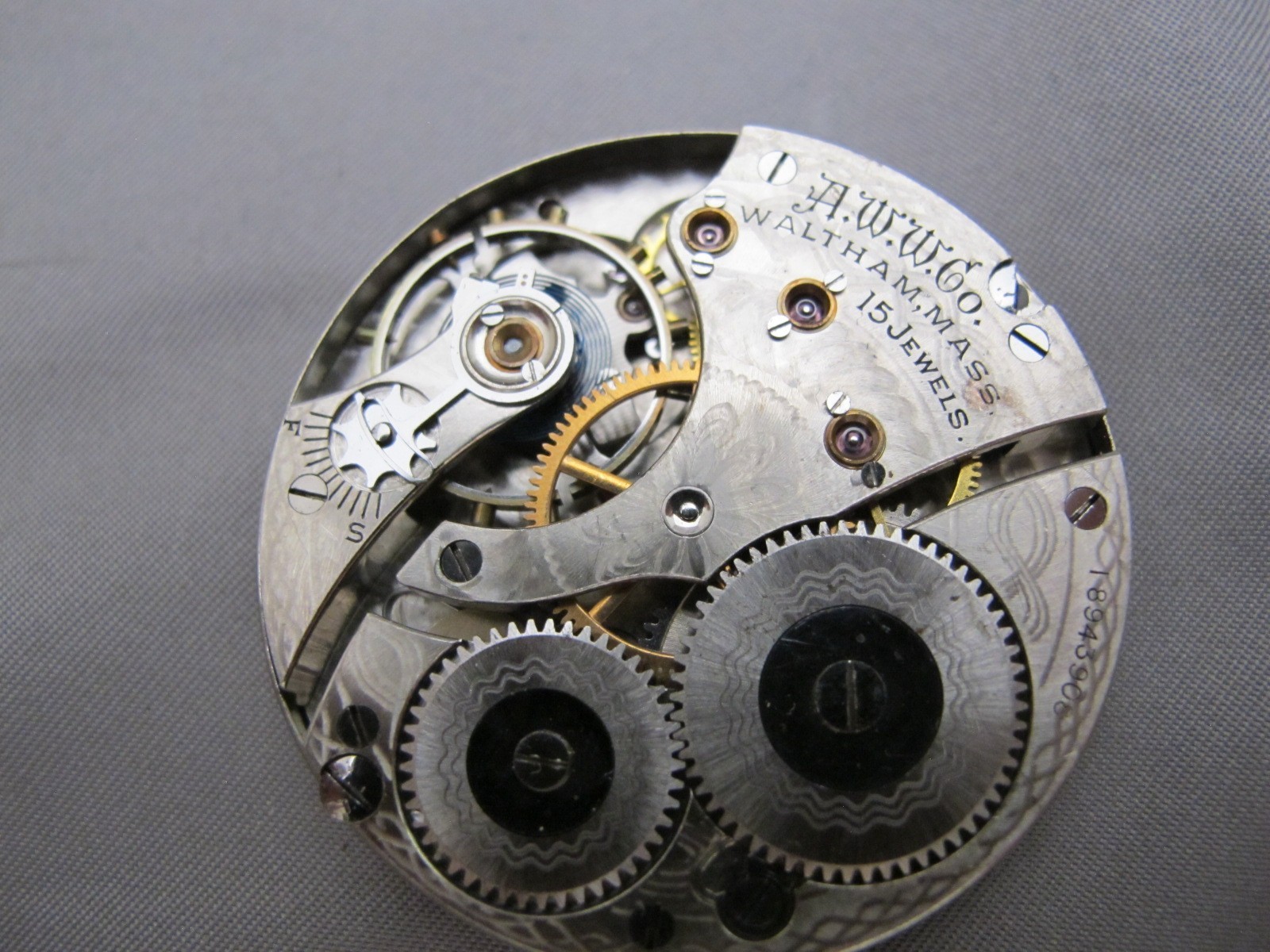 WALTHAM Grade 620 Model 1908 16S 15 Jewel Pocket Watch Movement-1913