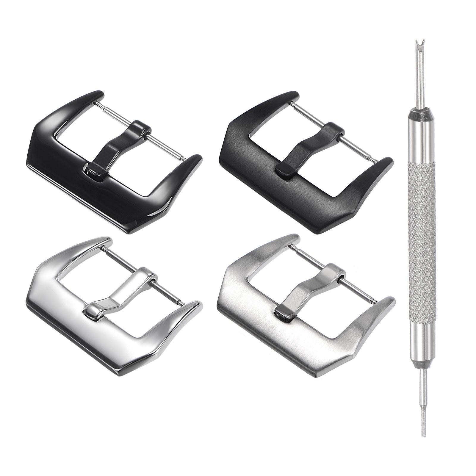 26mm Width SUS304 Frosted Polished Buckle Silver Black with Spring Bar Remover
