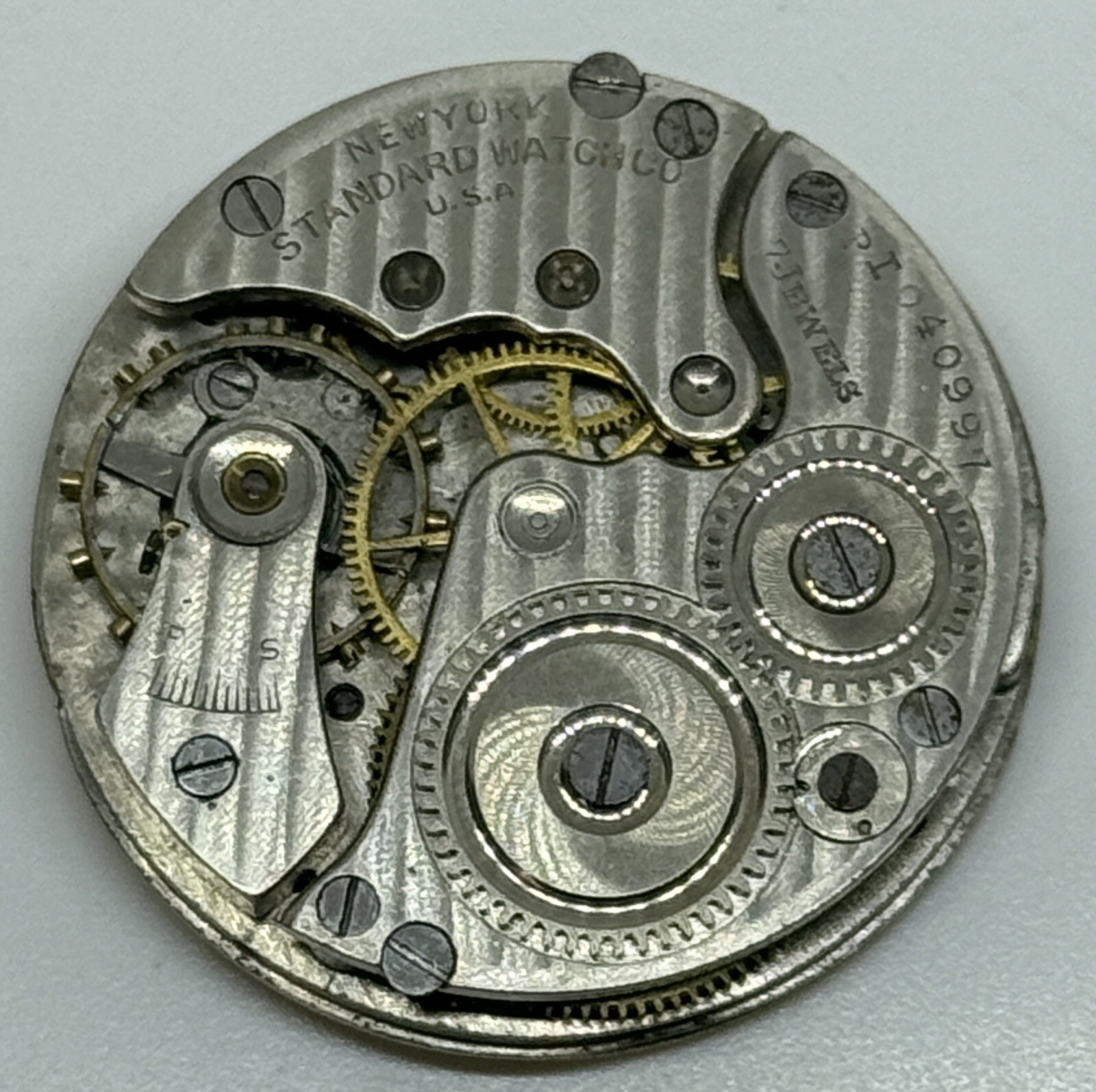 NEW YORK STANDARD WATCH MOVEMENT 7 Jewels USA Does Not Run/For Parts