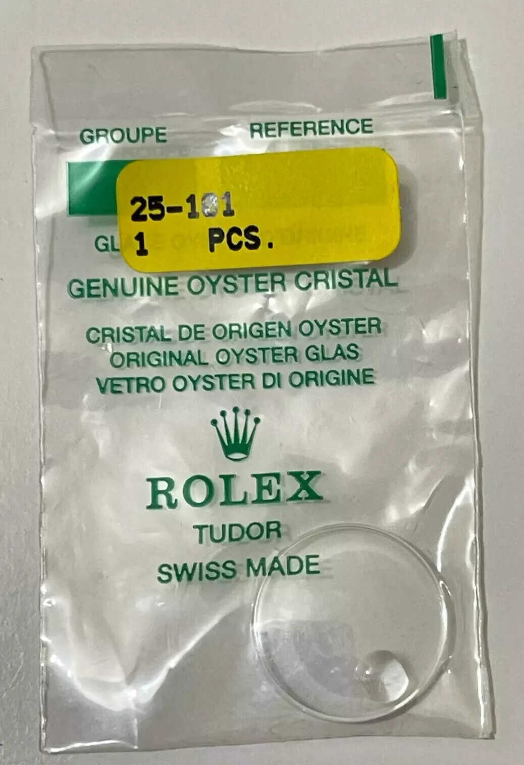 Rolex Tudor Acrylic Crystal new/sealed 25-101 – Authentic Rolex Watch Crystal