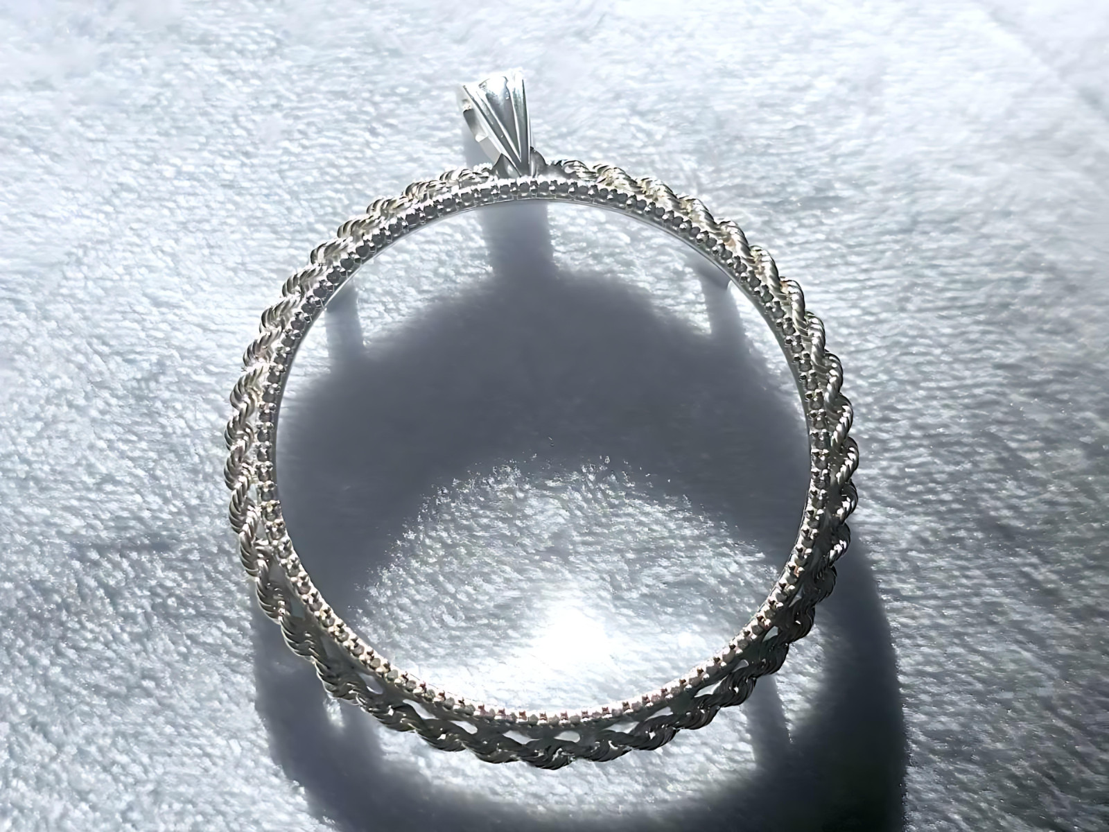 925 Sterling Silver Prong Back Illusion Rope Bezel for 39mm Coins Mexican Cien