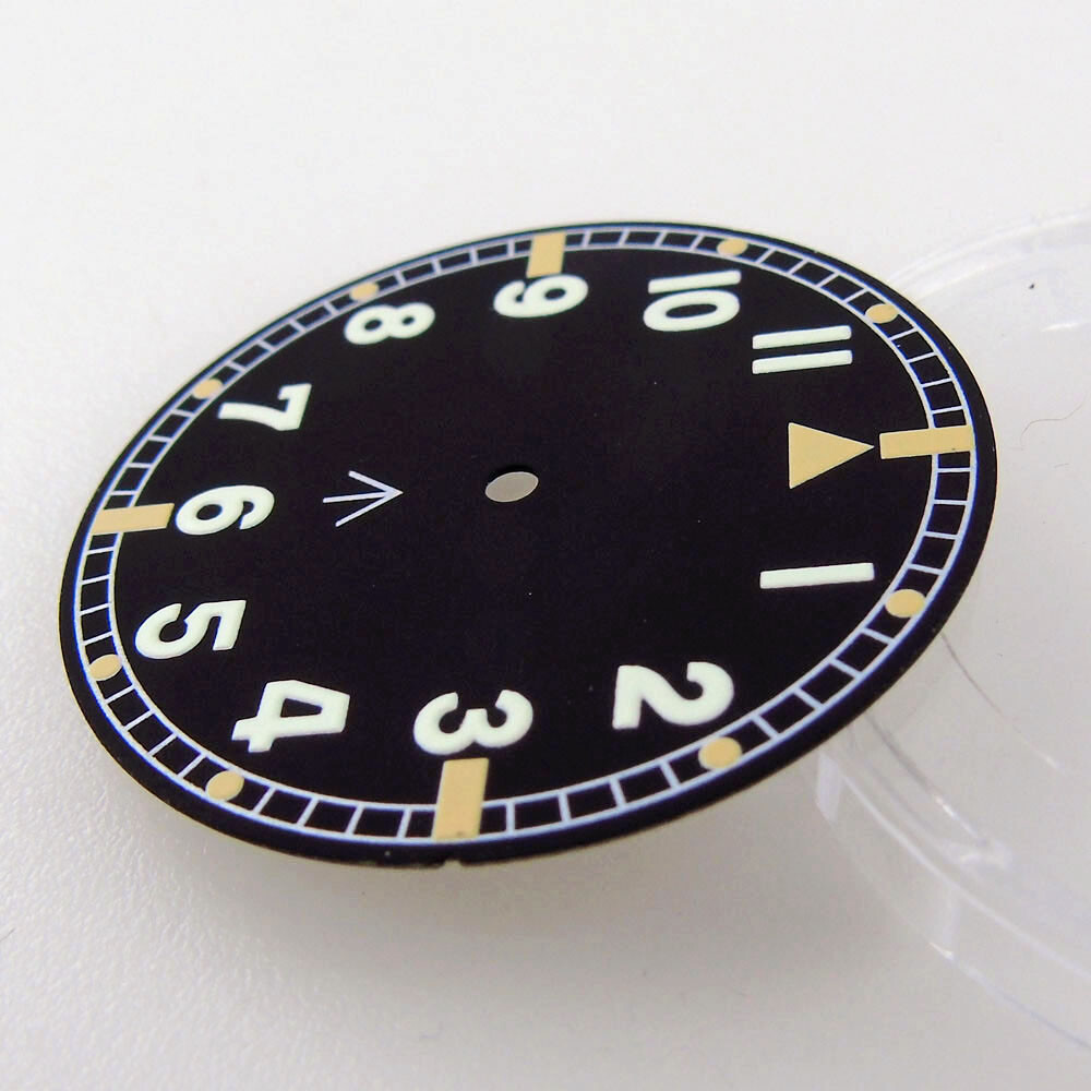 33.6mm black dial luminous marks fit pilot style NH35 NH36 Miyota 8215 ETA 2824