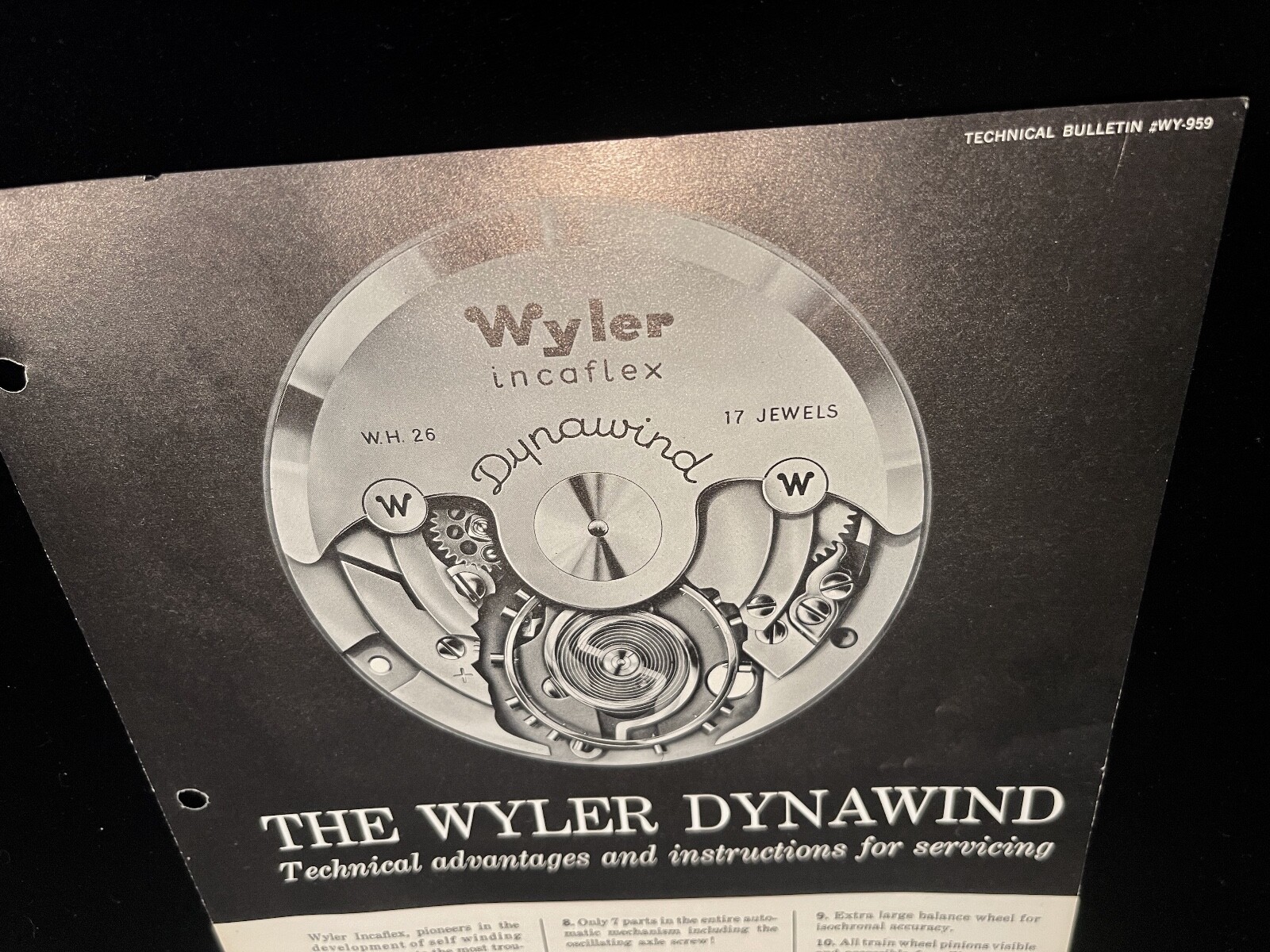 Vintage Wyler Dynawind original 1950s vintage watchmaker’s brochure repair tips