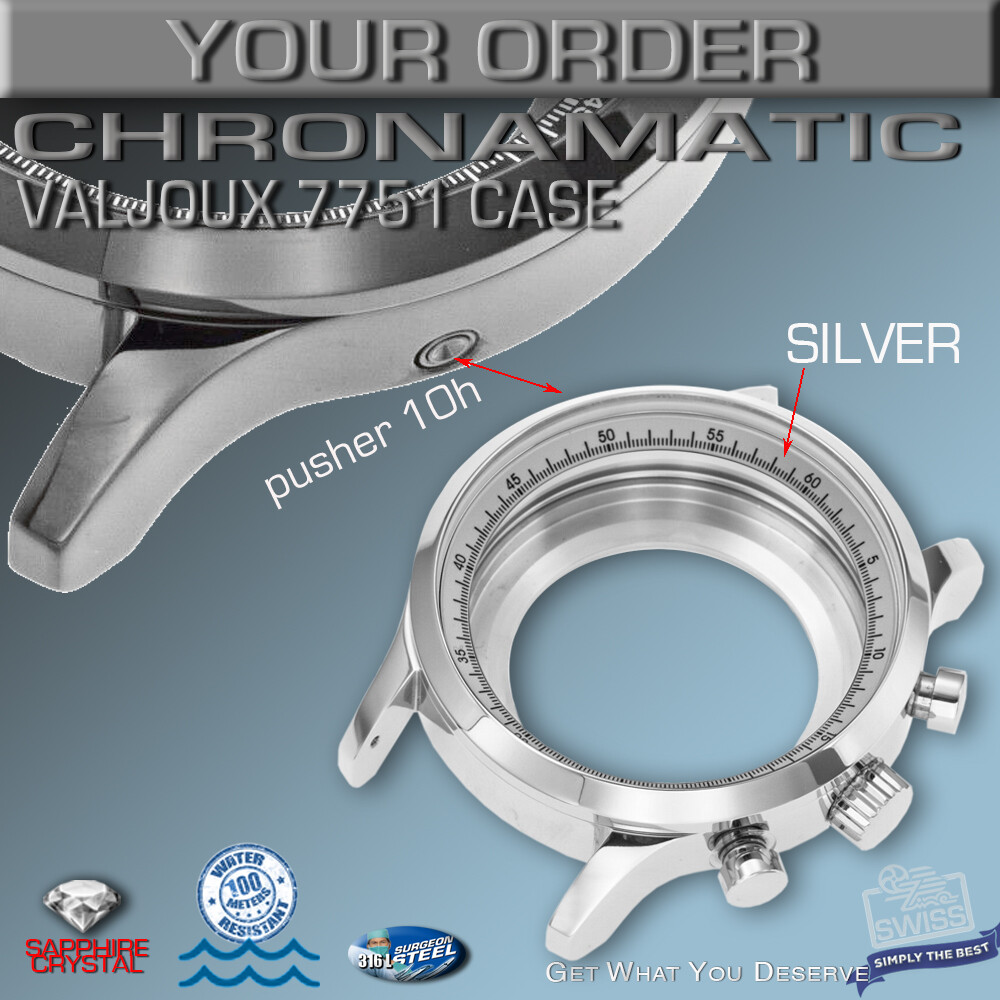 WATCH CASE CHRONOMATIC FOR MOVEMENT ETA VALJOUX 7751, ST-STEEL, 44 MM