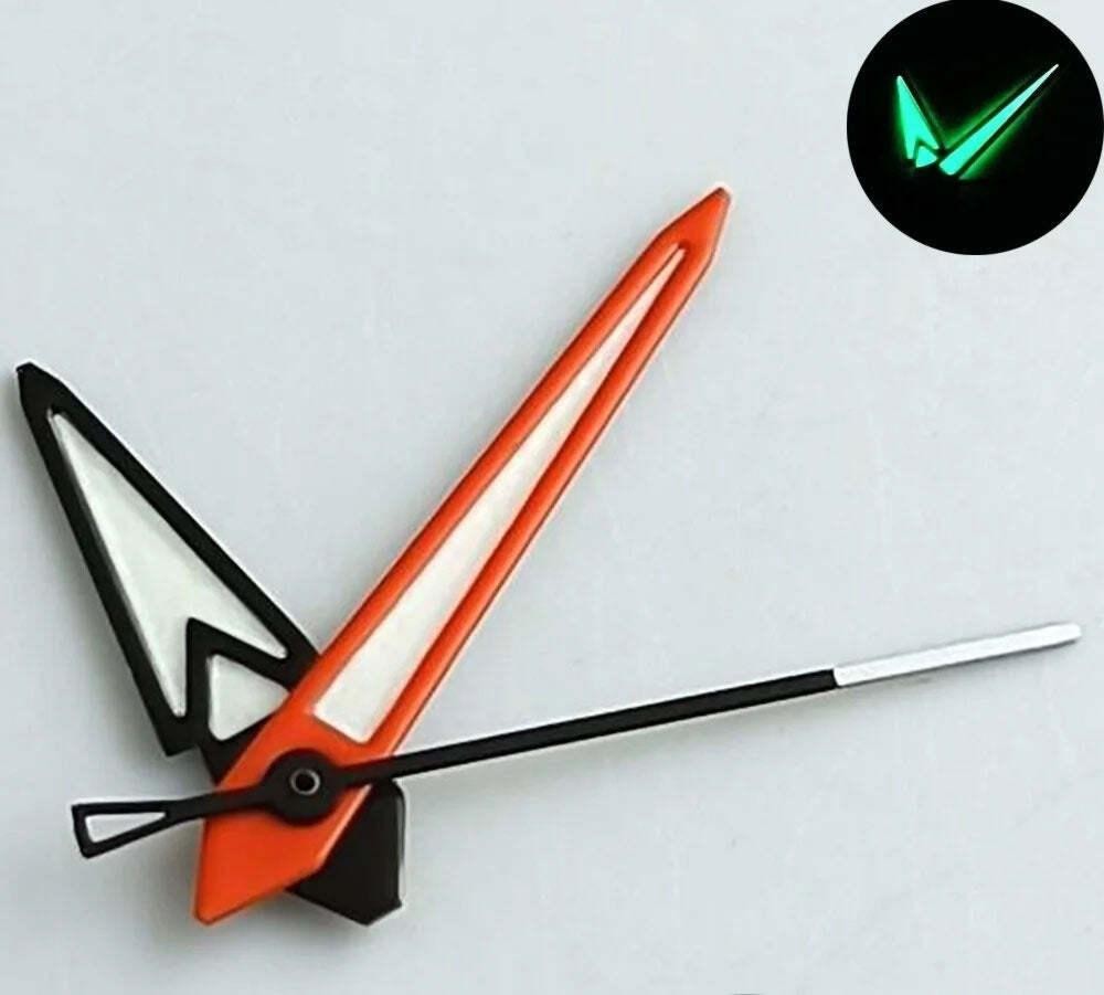 2 Sets/Pack Arrow Shape Green Lume Orange+Black Trim Hands for NH35 NH36 NH70