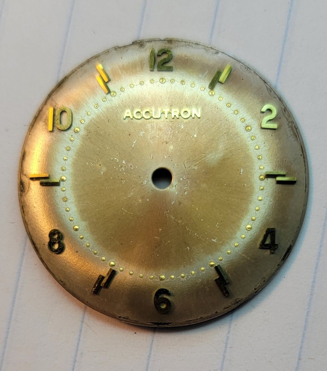 BULOVA ACCUTRON 214 Mens WATCH DIAL 1960s – 1970s Gold Tone Markers