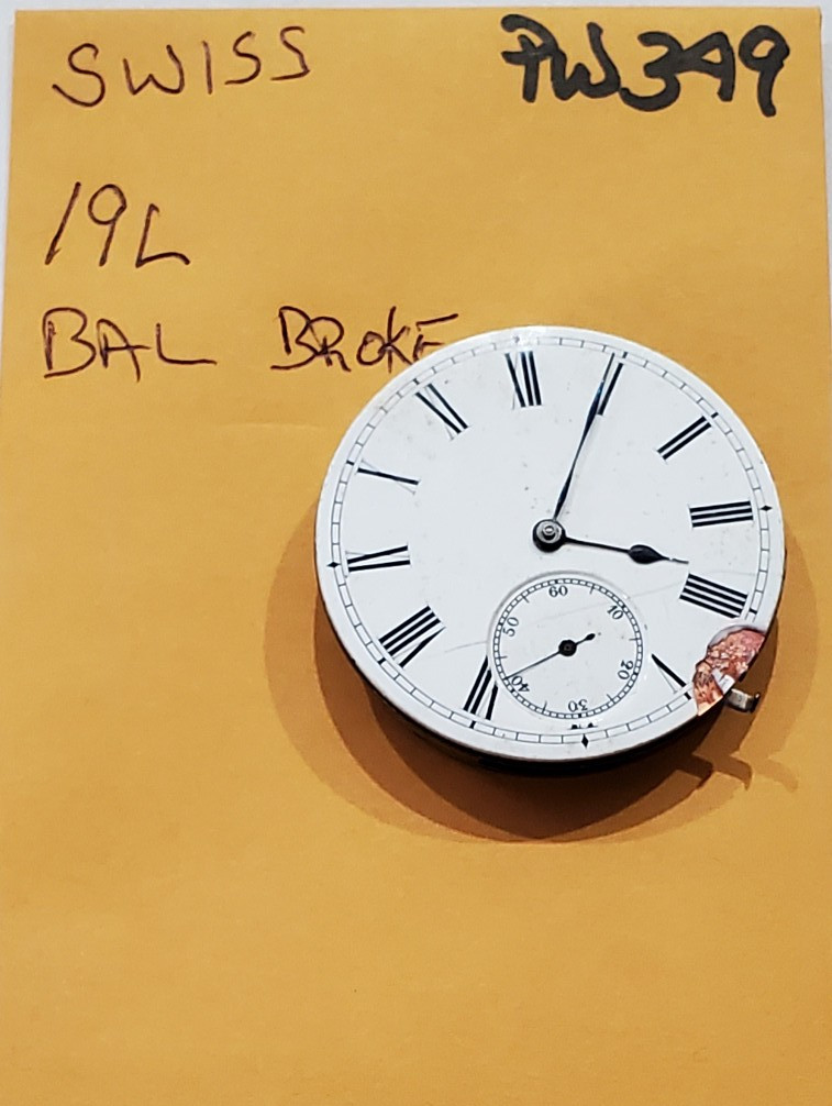 SWISS 19L POCKET WATCH MOVEMENT PW349