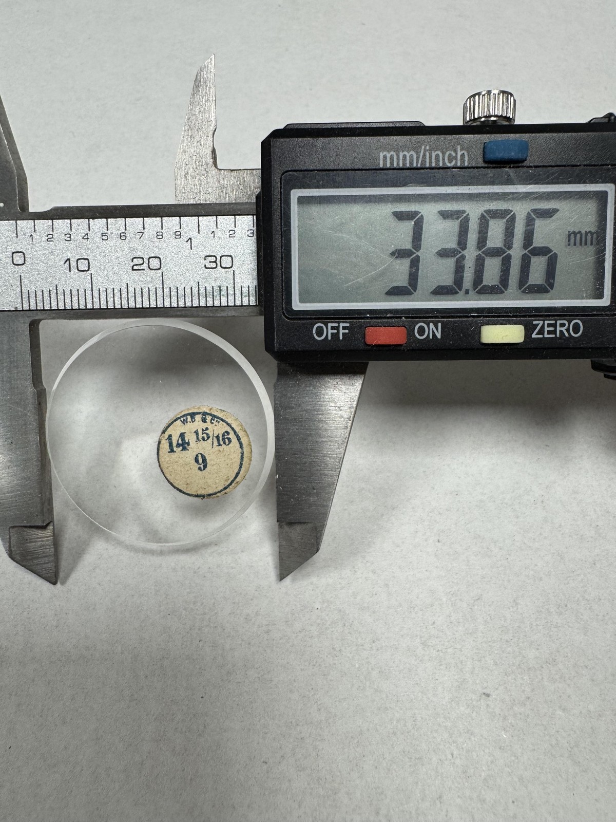 Vintage W.B.&C. Pocket Watch Mineral Crystal Domed 33.86mm 14 15/16 9 Clear