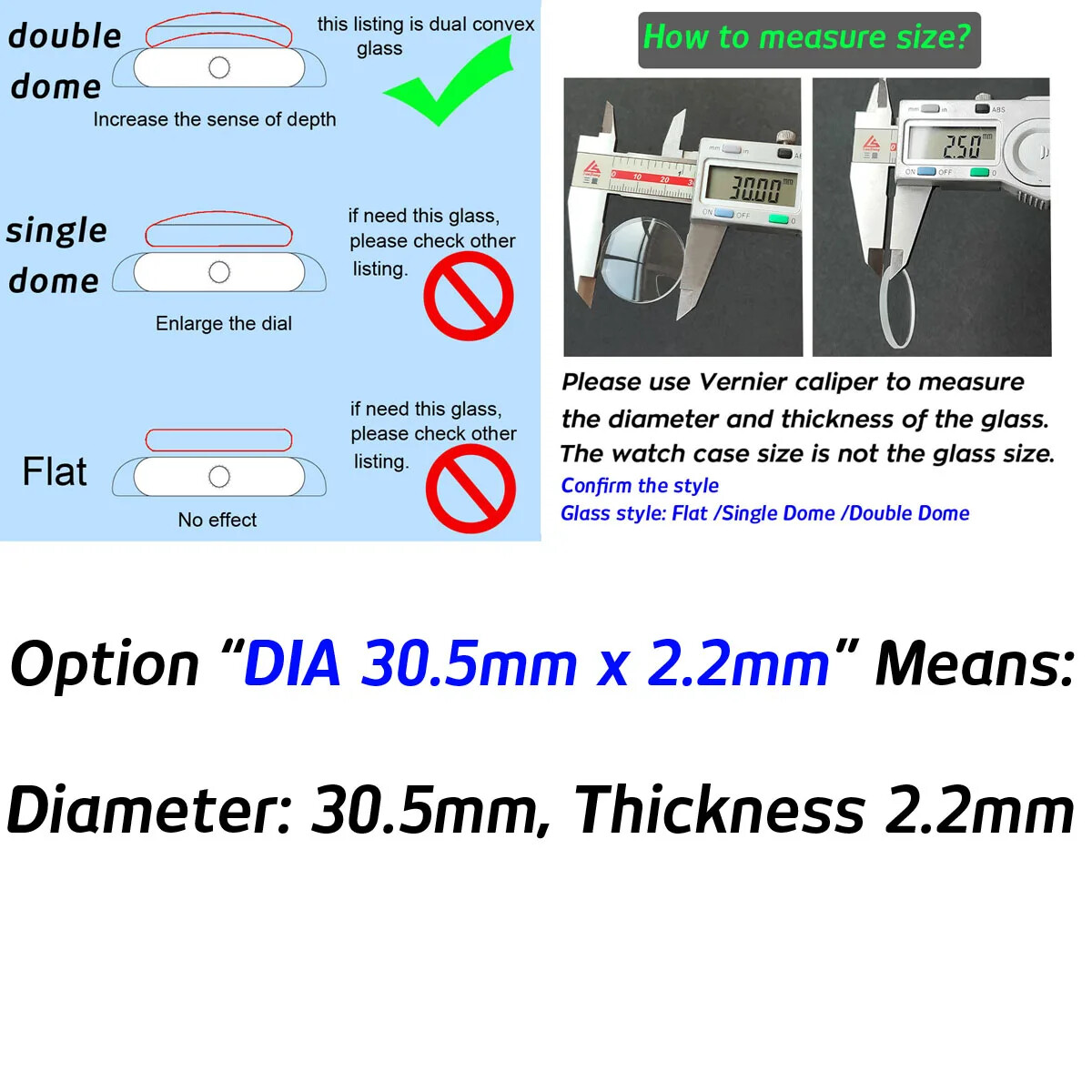 Double Dome 1.7mm 2.0mm 2.1mm 3.0mm Sapphire Watch Crystal 20mm-41mm Watch Glass
