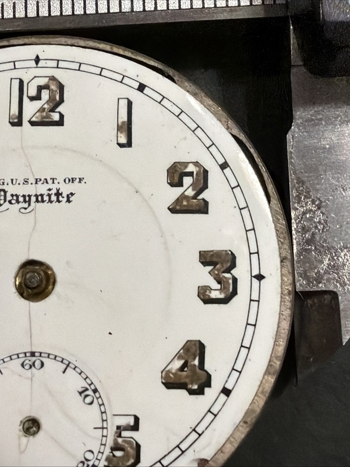 AM43 VTG Barclay Daynite 7j Pocket Watch Movement 42mm – Parts/Repair As Is**