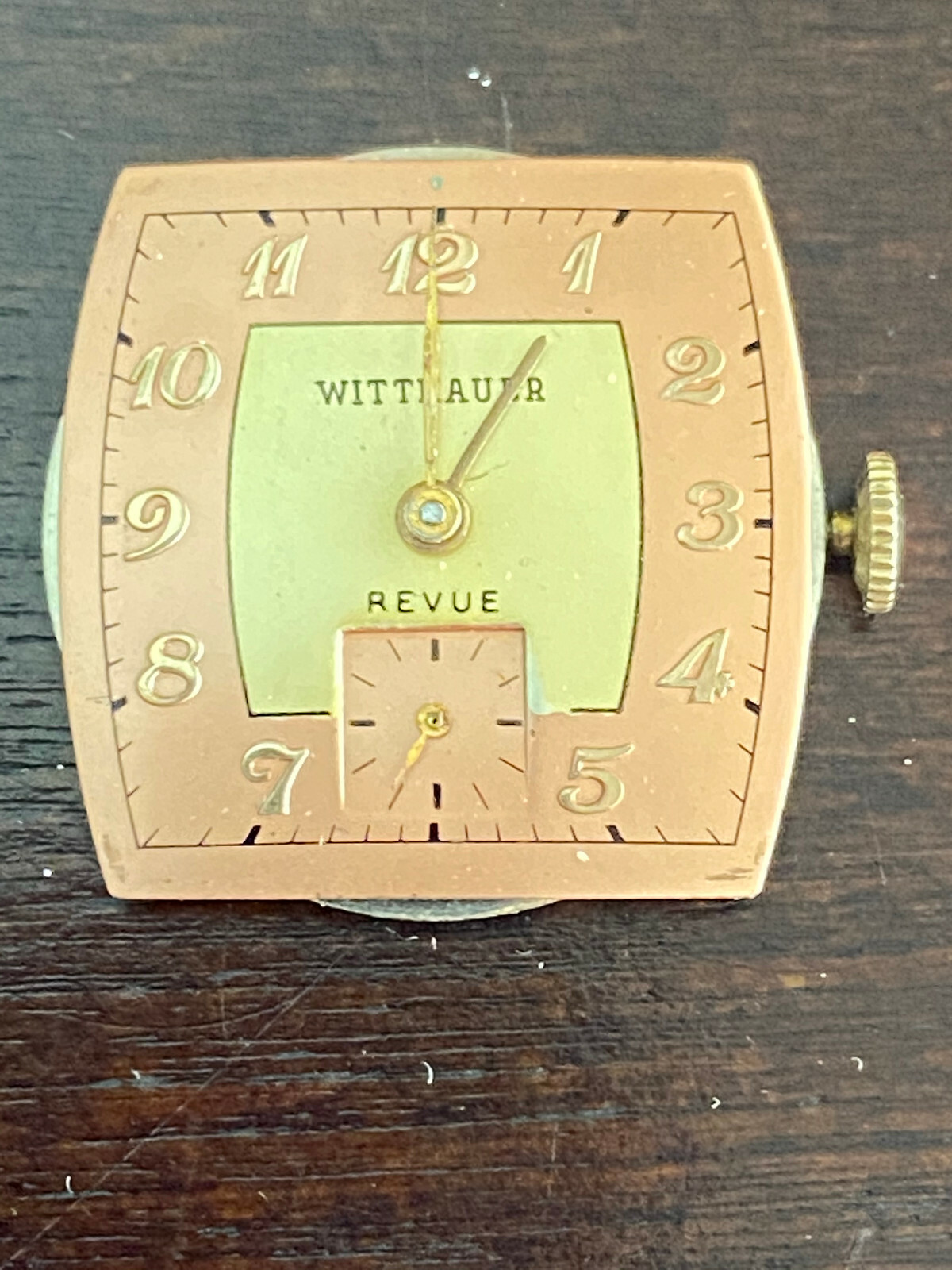 VINTAGE MEN’S WITTNAUER WRIST WATCH MOVEMENT,CAL. 76 REVUE, KEEPING TIME