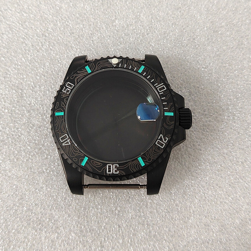 40MM SUB Black Frosted Watch Case Sapphire Glass Shell for NH35/NH36 Movement