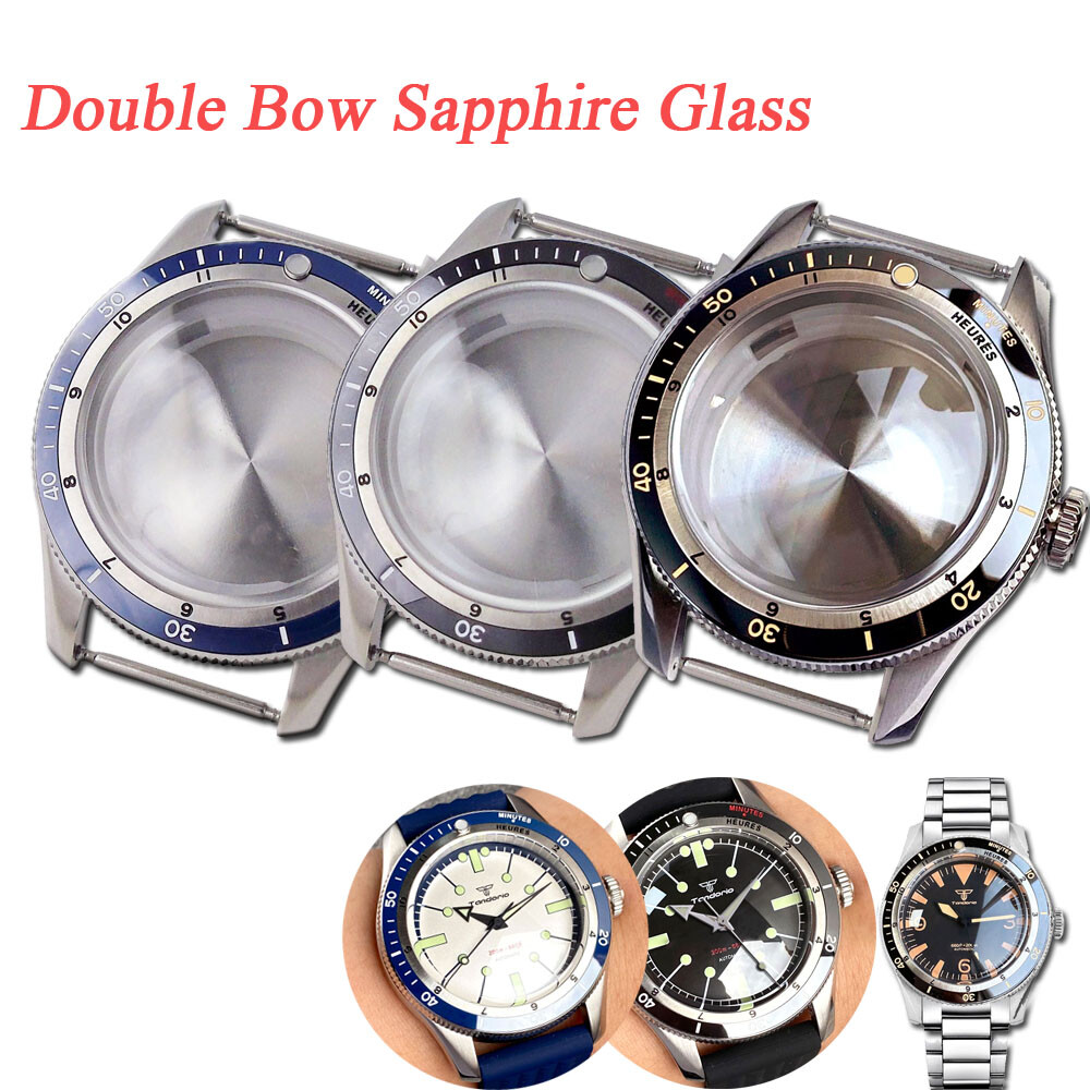 40mm Double Bow Sapphire Glass 200M Waterproof Watch Case For NH35 NH36 ET 2824