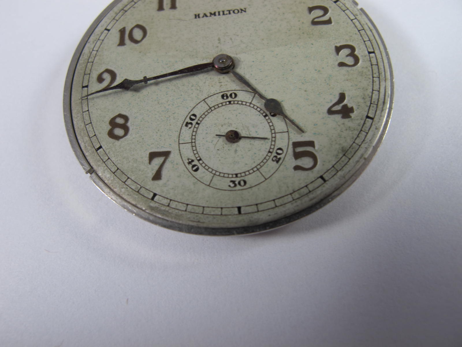 HAMILTON 910 VINTAGE POCKET WATCH MOVEMENT 17J NICKEL PLATED