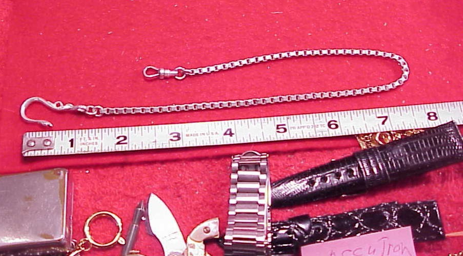 VINTAGE SNAKE SHEPHERD HOOK SILVERPLATED POCKET WATCH CHAIN EARLY BOXLINK 13.25″