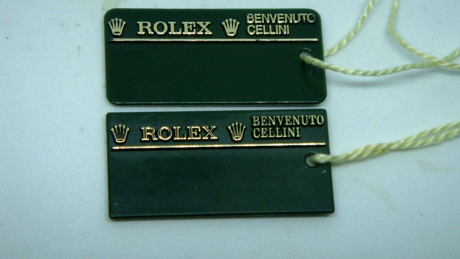 ROLEX BENVENUTO CELLINI TWO GREEN HANG TAGS