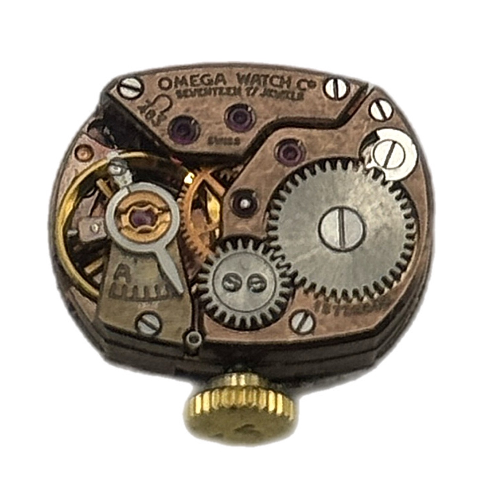 Omega 17J Manual Wind Watch Movement Dial Case Spares Repair Swiss Vintage Parts