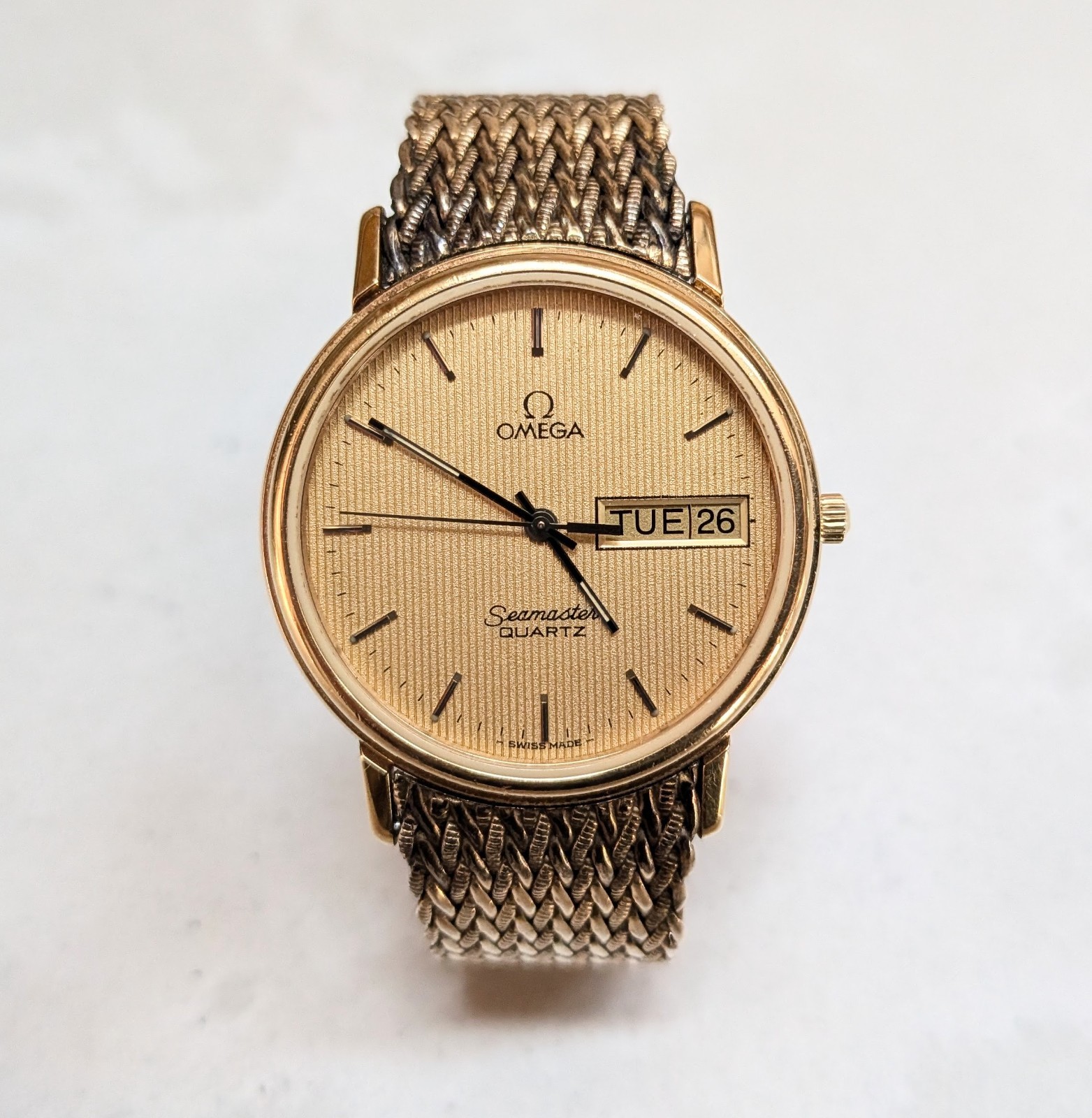 Vintage Omega Seamaster Quartz 1437–Gold Plated–Clean Dial–For PARTS OR REPAIR