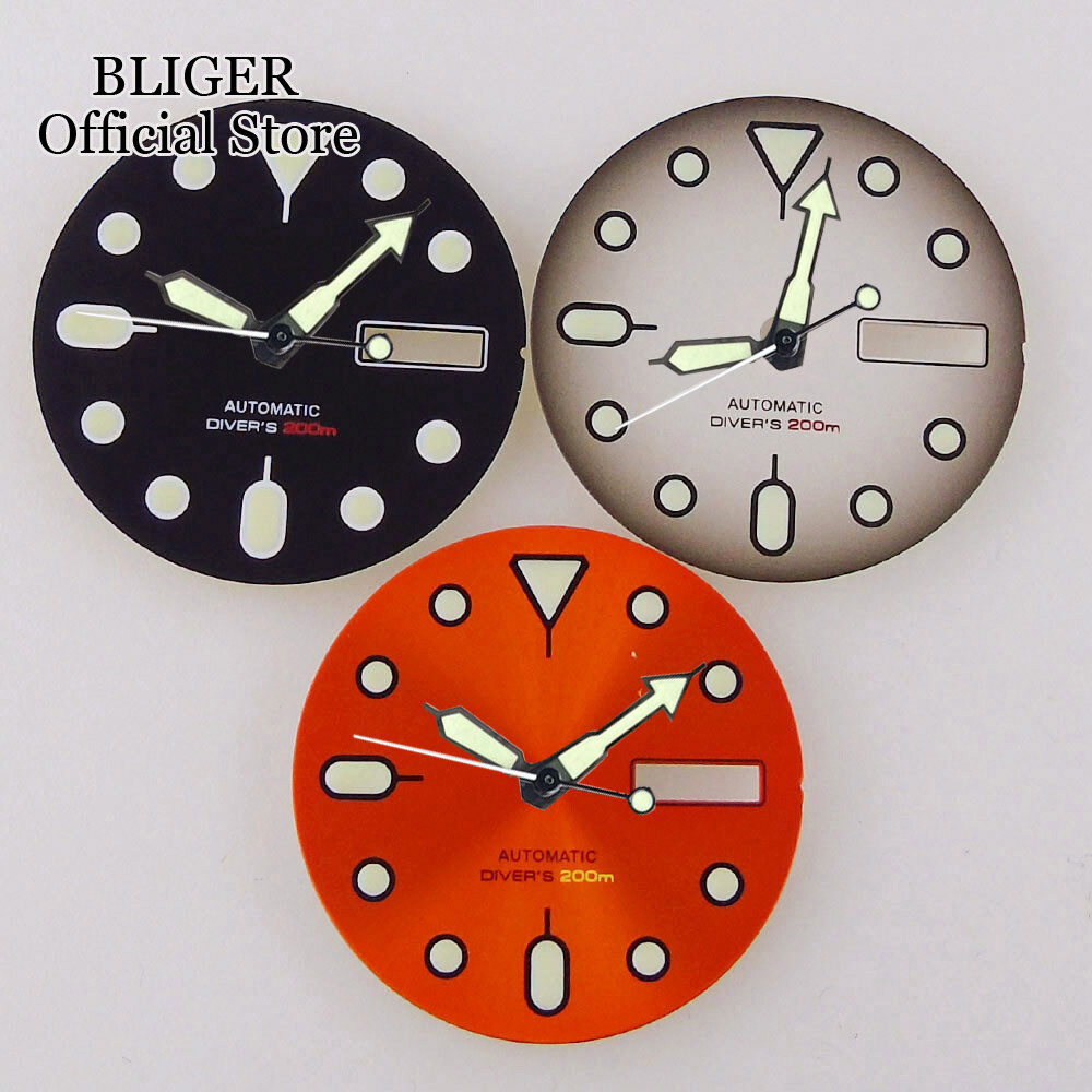 29mm Mod Watch Dial Black Gray Orange Fit NH36 Movement for 3H 3.8H 4.1H o’clock