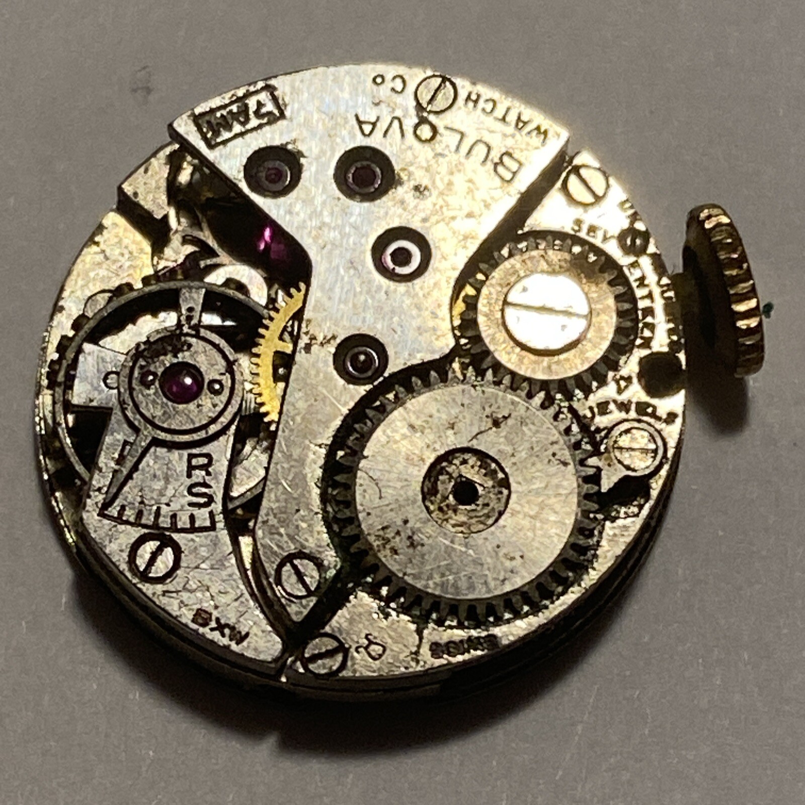 Bulova Watch Co. AS 1001 Movement 7 Jewel For Parts Or Repair