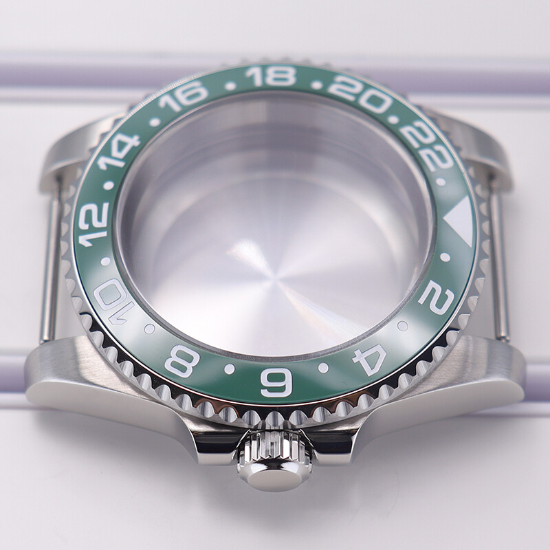 Luxury men 40mm GMT nh35 watch cases 2824 Cyclops Sapphire Glass Ceramic Bezel