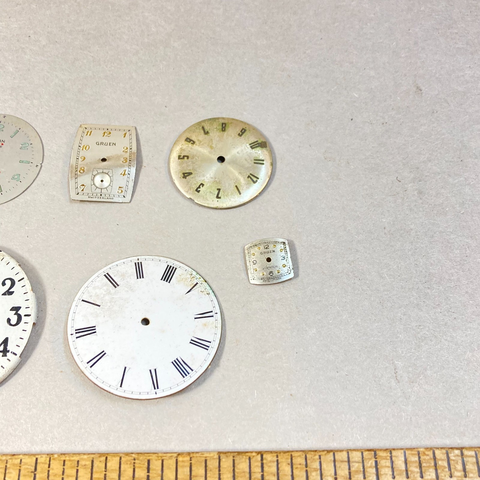 Vintage Watch Faces 11 Pc Waltham Gruen Other Replacement Parts
