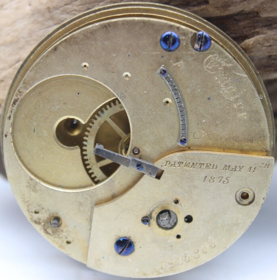 1875 PATENTED EMPIRE POCKET WATCH MOVEMENT 1215803 45.4mm (CC)